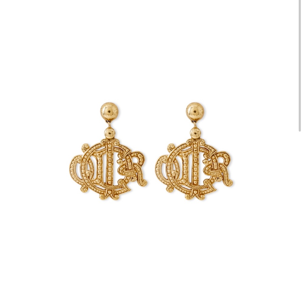 Christian Dior Monogram Drop Earrings with Stud Push